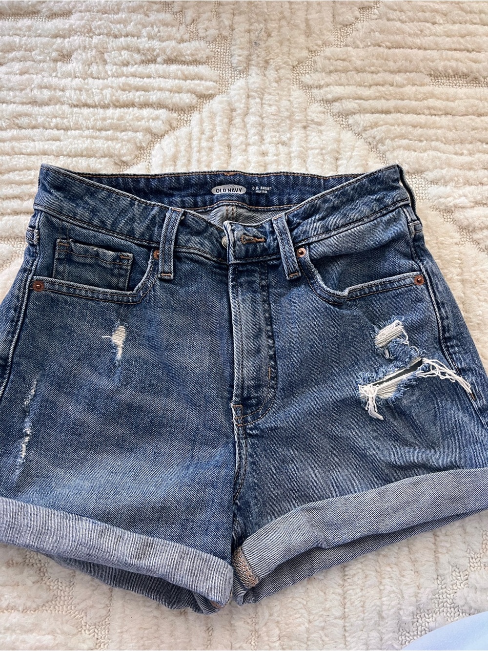Old Navy Distressed Rolled Cuff Denim Shorts - Blue
